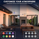 LUXRITE 48FT LED RGBW Outdoor String Lights, Remote Control Color Changing Cafe Lights, Commercial Grade | Lumora