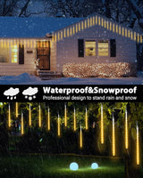 Flacchi Solar Meteor Shower Icicle Lights - 20 Tubes 480 LED Cascading Raindrop Lights, Outdoor Waterproof | Lumora