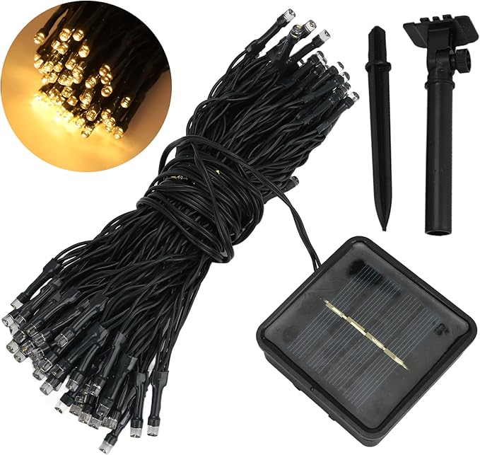 Alvinlite Outdoor Lights Christmas Tree LED Hanging Decoration String100 Light Chips Solar Power Ultra Length Ornaments for Patio, Garden Wedding Christmas Halloween Birthday Party