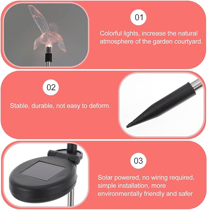 Waterproof Solar Pathway Light Outdoor LED Lawn Stake Solar Garden Light for Yard Patio Walkway, Solar-Powered Landscape Lighting with Decorative Colorful Glow,