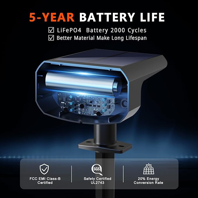 DAMINY Solar Spotlights Waterproof IP65,Auto On/Off,3000K 2 Lighting Modes Solar - Outdoor Security Flood Light | Lumora