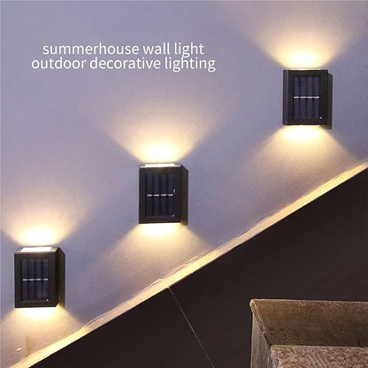 QUQUQ Solar Pathway Lights Solar Wall Lights Outdoor LED Up and Down Waterproof Power-Saving Yard Patio Decor(Warm White,1 Pack)