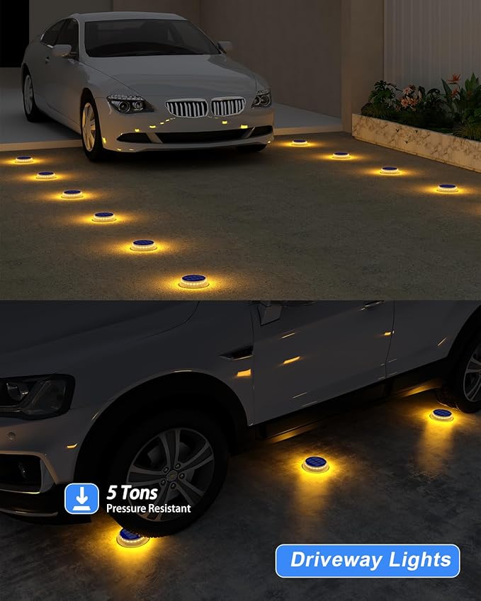 Solar Step Lights Outdoor Waterproof, 4 Pack Warm White Flat Lights Solar Powered for Outside Stair, Deck, Dock | Lumora