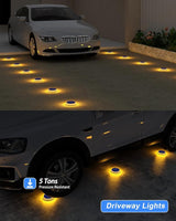 Solar Step Lights Outdoor Waterproof, 4 Pack Warm White Flat Lights Solar Powered for Outside Stair, Deck, Dock | Lumora