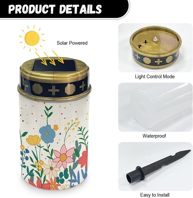 Floral Solar Lights Outdoor for Walkway Solar Pathway Lights Waterproof Solar Lantern Landscape Lighting Solar | Lumora