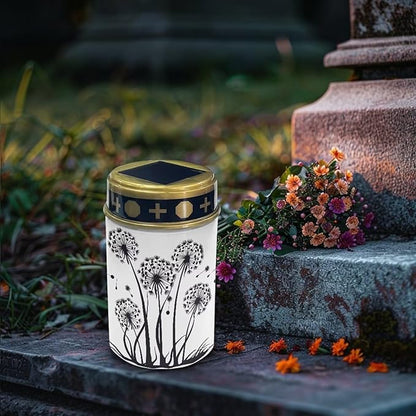 Dandelion Solar Outdoor Lights Floral Cemetery Solar Lights Landscape Lighting Solar Walkway Lights Solar Lights Outdoor Waterproof for Flower Bed, Walkway