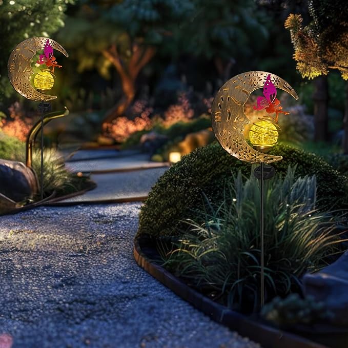 Hunayda Garden Solar Lights Decor,Moon Fairy Pathway Outdoor Stake Lights,Landscape Lights for Yard,Thanksgiving Day,Christmas Day Gift