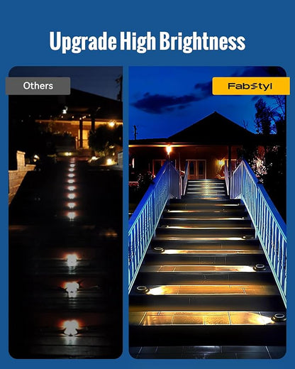 Solar Deck Driveway Lights, 12 Pack Solar Marina Dock Lights Outdoor Waterproof IP68, 2 Colors in 1 Outdoor Driveway Marker for Warning Stair, Sidewalk, Pathway, Patio, Garden Decor