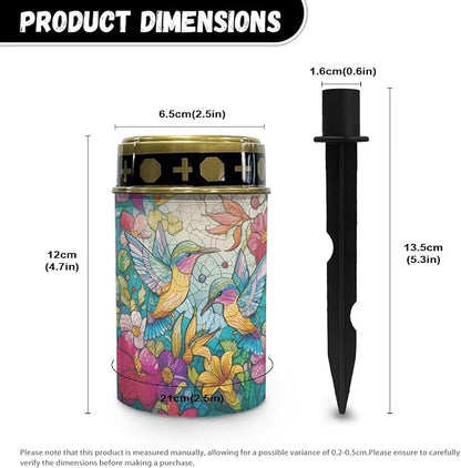 Hummingbird Cemetery Solar Lights for Grave Floral Cemetery Decorations for Grave Waterproof Dusk to Dawn Sensor Grave Lamp Bereavement Gifts