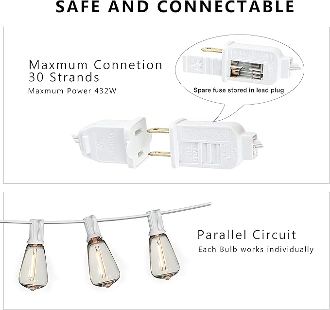 DAMAING Outdoor String Lights 50FT Waterproof,LED Patio Lights Dimmable with 27 Bright Shatterproof Retro | Lumora