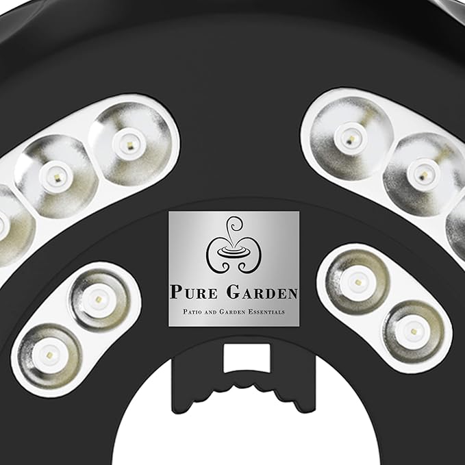 Rechargeable Patio Umbrella Light with 3 Brightness Modes - Battery-Operated LED Outdoor Lighting with USB Charging Cord by Pure Garden (Black)