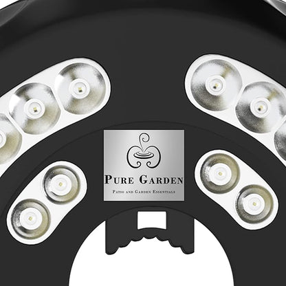 Rechargeable Patio Umbrella Light with 3 Brightness Modes - Battery-Operated LED Outdoor Lighting with USB Charging Cord by Pure Garden (Black)