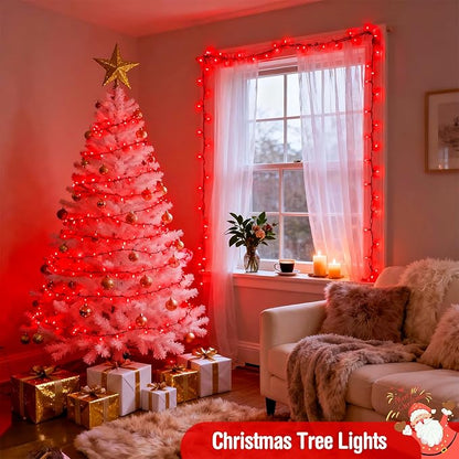 JMEXSUSS 400 LED Red Christmas Lights, 132ft Red String Lights Plug in with Remote, 8 Modes Christmas String Light Outdoor Indoor for Tree Garden Yard Porch House Decorations