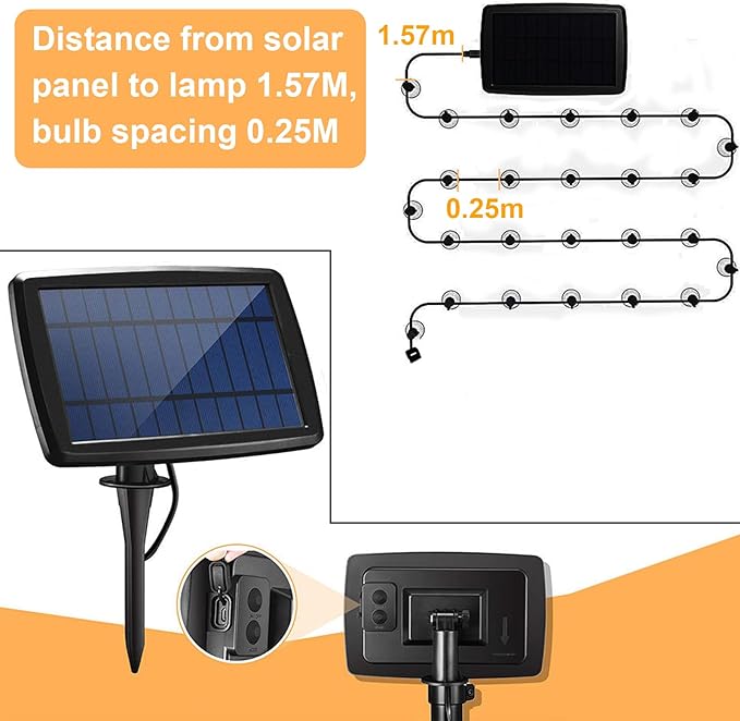 cjc Outdoor Solar String Lights Waterproof 25FT with 25 Shatterproof ST38 LED Bulbs, 2700K Solar Lights Outdoor | Lumora