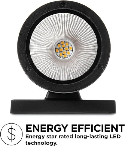 Home Zone Security LED Modern Wall & Porch Sconce Light (2-Set, Black)