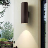 mirrea 18" Modern Outdoor Porch Light Patio Light in 2 Lights with Aluminum Cylinder and Tempered Glass Cover | Lumora