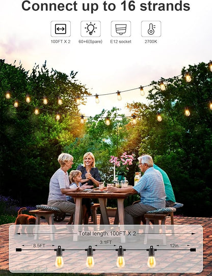 Svater Outdoor String Lights 500 FT, Patio Lights for Outside with Plastic LED Bulbs, Waterproof Commercial Grade Market Cafe Backyard Light, 2700K Warm White Weatherproof Strand