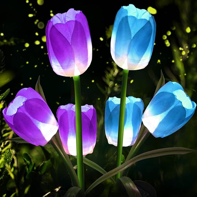 AHNNER Solar Outdoor Lights 2 Pack Tulip Solar Lights Outdoor Garden Decoration for Patio, Yard, Driveway IP65 Waterproof, Dark Sensing Auto On/Off