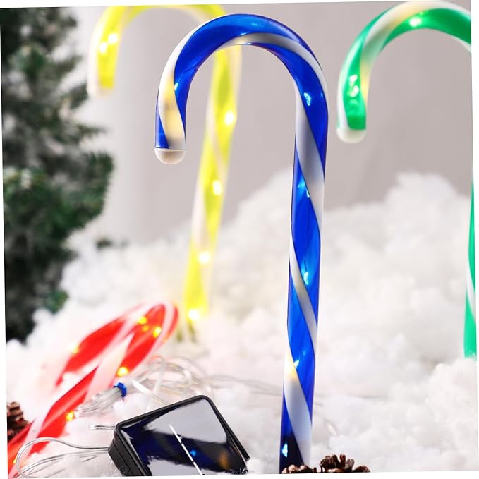 2 Sets Christmas Candy Cane Lights Outdoor Solar Path Lights Candy Cane Pathway Markers for Yard Garden Patio Walkway Party Decor, Colorful Light
