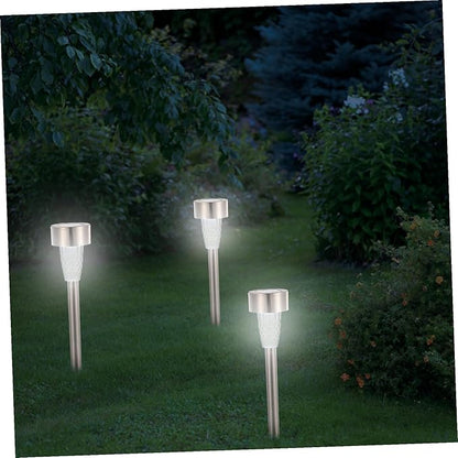 TEHAUX 12pcs Solar Pathway Lights Outdoor Stainless Steel Solar Stake Lights for Patio Walkway Garden Decoration
