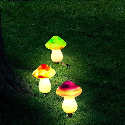 AOLI 3pcs Mushroom Outdoor Solar Garden Lights Landscape Pathway Light Decor (Multicolor)