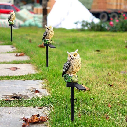 Garden Solar LED Lights - Resin Owl Figure Outdoor Decor, Waterproof Owl Garden Stake Lights for Yard, Pathway, Outside Patio, Lawn Decor (2PCS Brown)