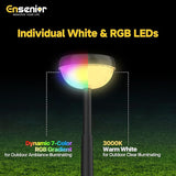 Ensenior Solar Pathway Lights IP65 Waterproof, RGB Color Changing & 3000K Warm White, 8-16Hr Runtime, Flower | Lumora