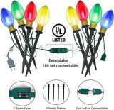C9 Outdoor Christmas Pathway Lights, Set of 4 Outdoor Lawn Christmas Lights with C9 Clear Multicolored Jumbo LED | Lumora