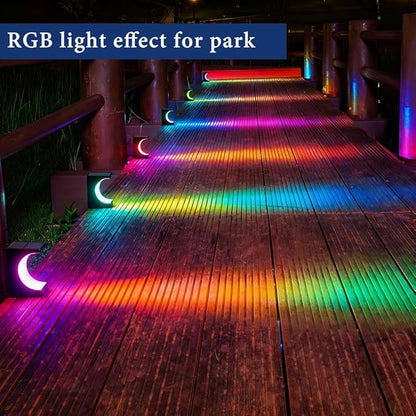 8 Pack Solar Step Lights Outdoor, IP65 Waterproof LED Stair Lights with RGB Color Changing for Garden, Patio, Yard, Deck, Front Step & Porch