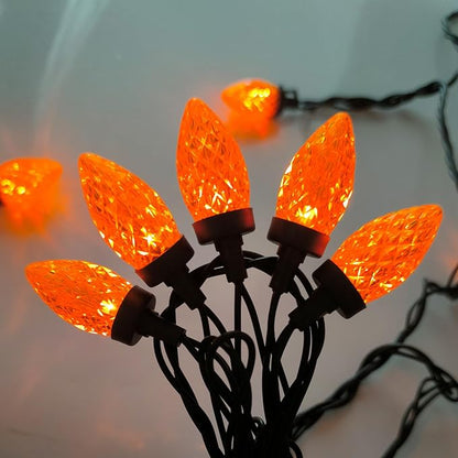 C9 Christmas Lights Outdoor, 25Ft C9 Christmas Lights 25 LED Orange Bulb Shatterproof Strawberry String Light, Plug in Halloween String Light for Indoor Outdoor Home Porch Fall Thanksgiving Xmas Decor