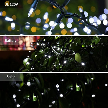 Brizled Christmas Tree Lights, 2 Pack 33ft 100 LED Christmas Lights, 120V UL Certified Connectable Xmas Light Indoor Outdoor, Clear Mini Light for Xmas, Tree, Home, Holiday, Green Wire, Bright White