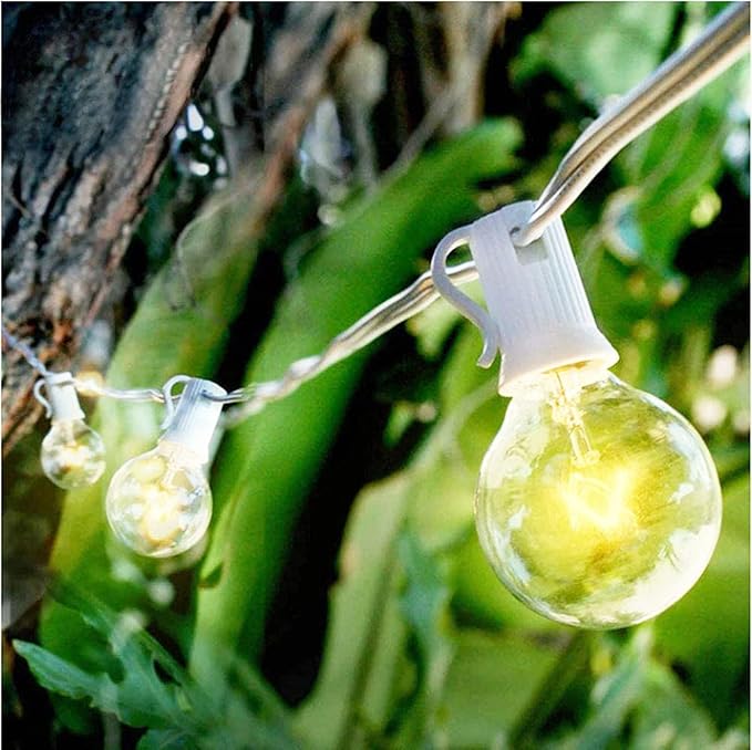 Abeja 50Ft Outdoor Patio String Lights with 53 Clear Globe G40 Bulbs,UL Listed for Patio Porch Backyard Deck Bistro Gazebos Pergolas Balcony Wedding Gathering Parties Decor, White