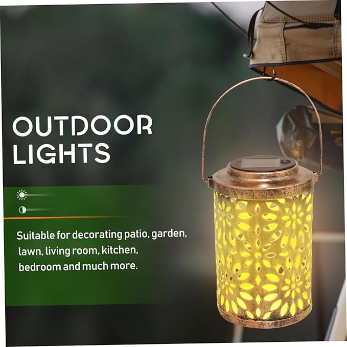 balacoo 1Pc Solar-Powered Hollowed Out Pattern Projection Lantern with Handle Outdoor Lamp for Garden and Patio | Lumora