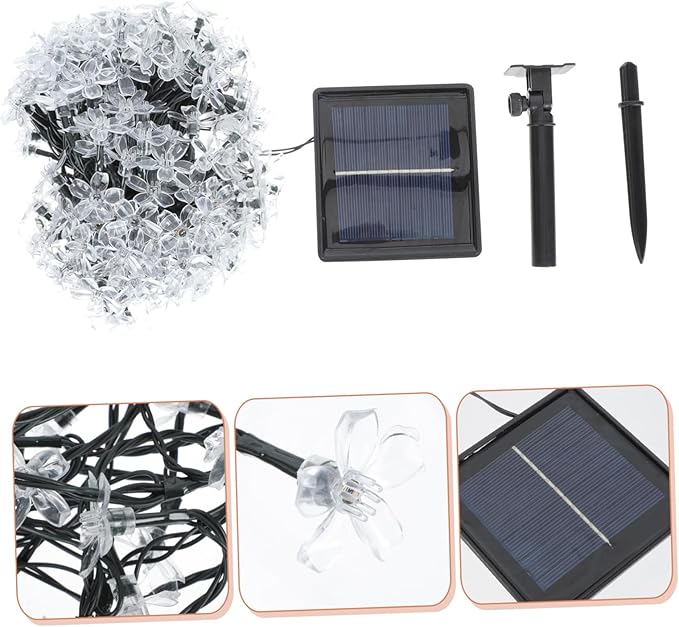 Solar Cherry Blossom String Lamp Outdoor LED Colorful Flower Shape Solar Powered String Lights for Patio Garden Holiday Decoration
