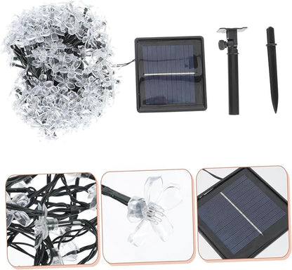 Solar Cherry Blossom String Lamp Outdoor LED Colorful Flower Shape Solar Powered String Lights for Patio Garden Holiday Decoration
