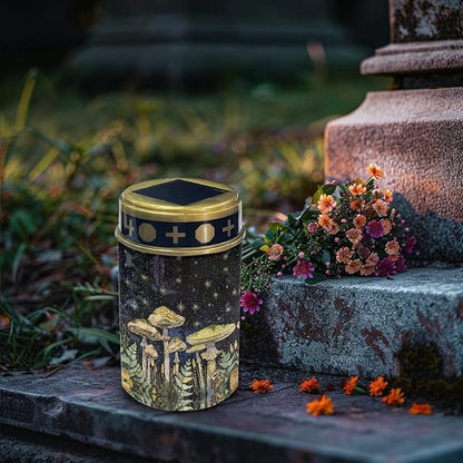 Solar Lights Outdoor Garden, Waterproof Mushrooms Solar Powered Stake Lights, Cemetery Lights for Grave Walkway Driveway Yard Backyard Lawn Landscape Decor