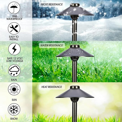 LED Pathway 125 Landscape Light 12V Solid Brass Low Voltage LED Light G4 3.5W 2700K Bulb Outdoor Mushroom Security Garden Patio Deck Pool Area Light Beautiful Bright Long Lasting