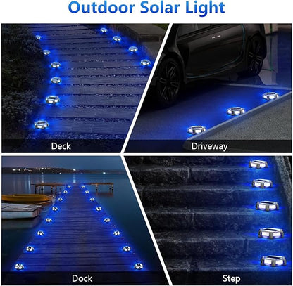 T-SUN Solar Driveway Lights Outdoor 24 Pack, Waterproof Deck Lights LED Blue Driveway Marker Light for Step Garden Sidewalk Stair Ground Pathway