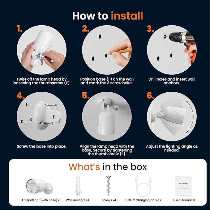 Battery Operated Motion Sensor Light Outdoor, 4000mAh Rechargeable 600 Lumen Battery Powered Spotlight Outdoor Waterproof for Porch, Garage, House