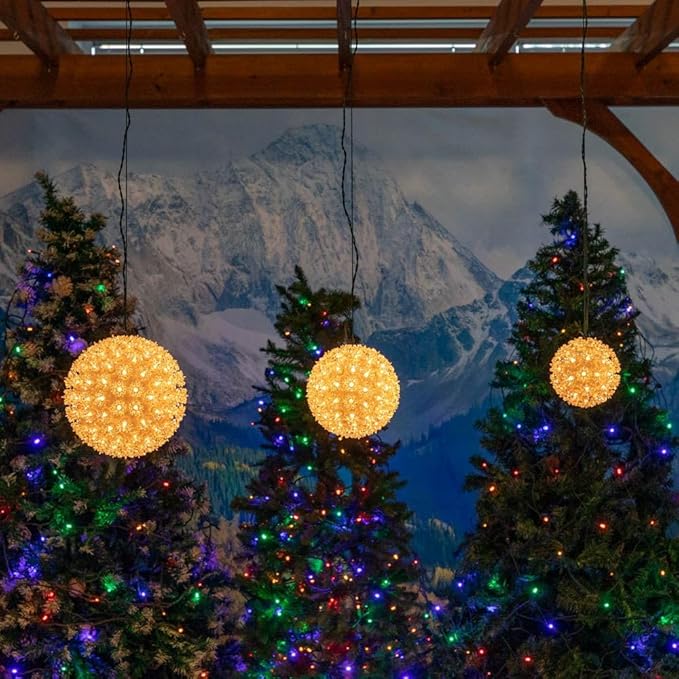 Novelty Lights 10in 150 Light Starlight Sphere, Clear, Extra Large Ornament Ball - Outdoor Security Flood Light | Lumora