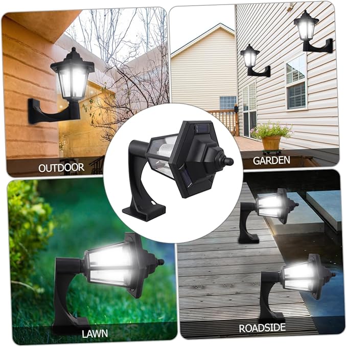 DOITOOL 6pcs Solar Powered Vintage Hexagonal Wall Light Decorative Outdoor Lamp for Garden and Terrace High Brightness Light