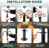 String Light Poles 2 Pack, 10FT Patio Light Poles for String Lights Metal Post Pole with Hooks to Hang Outdoor | Lumora