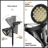 Solar Spot Lights Outdoor, 21 LEDs Solar Landscape Lights Auto On/Off with 3 Modes, IP67 Waterproof Solar Yard | Lumora