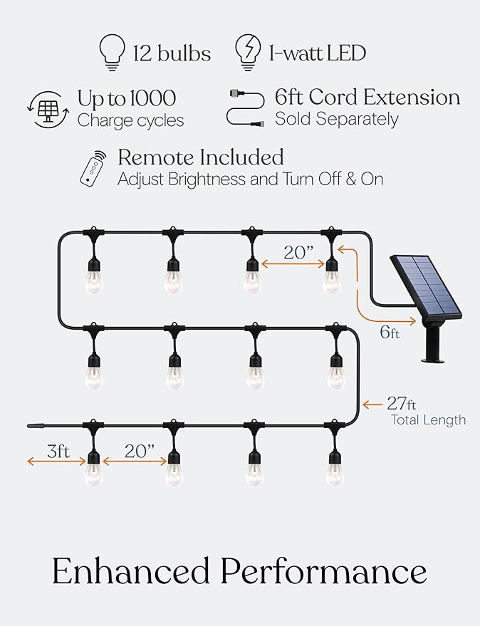 Brightech Ambience Pro – Solar Power Remote Control Outdoor String Lights with Edison Bulbs – Shatterproof | Lumora