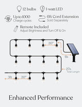 Brightech Ambience Pro – Solar Power Remote Control Outdoor String Lights with Edison Bulbs – Shatterproof | Lumora