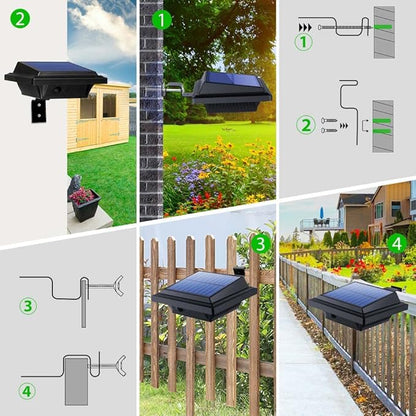 Gutter Solar Patio Decor Lights, 40 LED Deck Outdoor Waterproof Fence for Wall Backyard Porch, Pool, Step Stairs, Yard, Garden, Pathway (6 Pack-Black, Warm White)