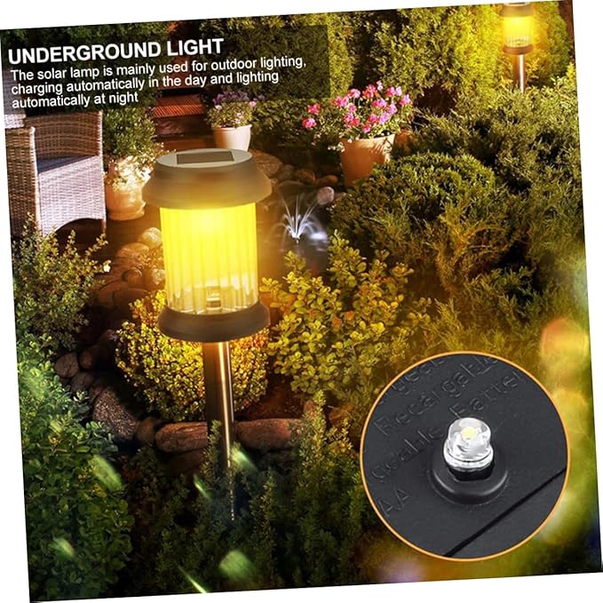 LIFKOME 6pcs Solar Energy Ground Plug Landscape Lights Solar Lawn Lamp for Outdoor Garden Pathway Decoration