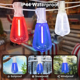 LAMPHOME 4-Pack 26Ft ST38 Outdoor Red White Blue String Lights, Patriotic Patio Light with 12+1 ST38 Edison Bulbs | Lumora