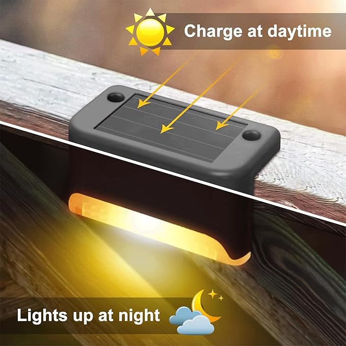 Solar Deck Lights Outdoor 18 Pack, Outdoor Lights Waterproof Led Lights for Outdoor Stairs,Yard, Fence, Patio(Warm White)