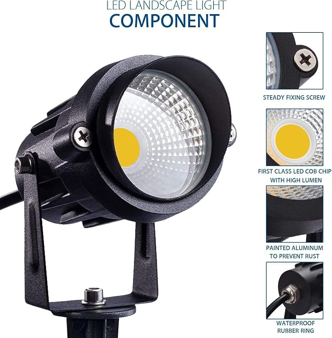 HANNAHONG Spotlight Outdoor 5W AC120V,Warm White COB LED Landscape Lighting Outdoor Indoor for House Flag Yard Tree | Lumora